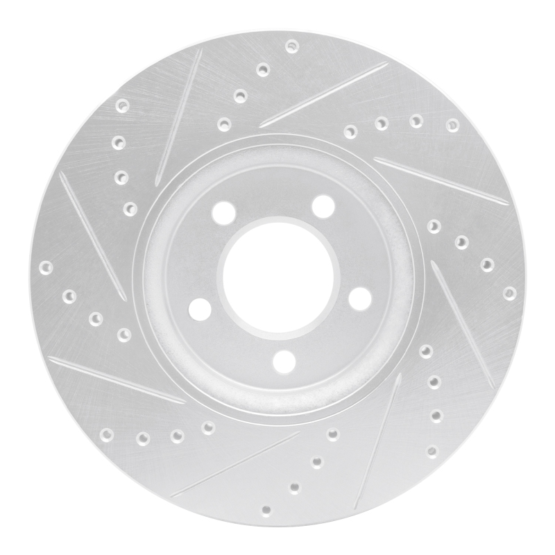Jaguar S-Type Brake Rotor (1) - Front Right - R1 Concepts - Drilled & Slotted - Silver - `06-`08